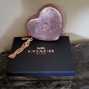 Coach heart wristlet in rose gold color